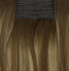 halo hair extensions with blonde highlights – reusable and natural | extensões halo com mechas loiras – reutilizáveis e naturais